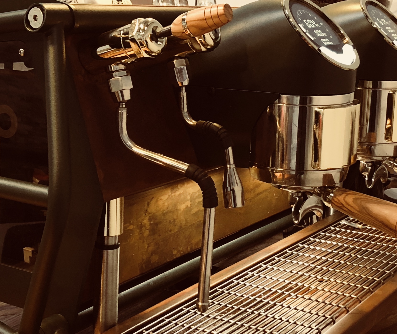 Professional espresso machine detail